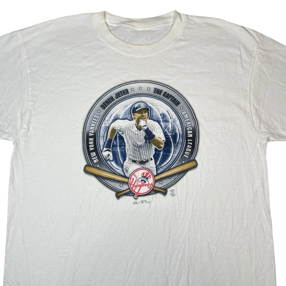 Vtg New York Yankees Shirt Mens XL Derek‎ Jeter Y2K NYC Retro Graphic White